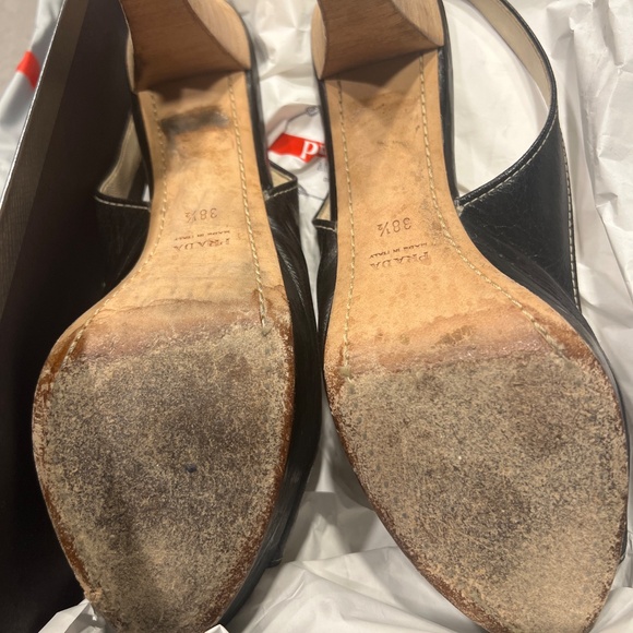 Prada Calzature Donna Platform Leather Sandals with wooden Heel US 8 - Picture 4 of 7